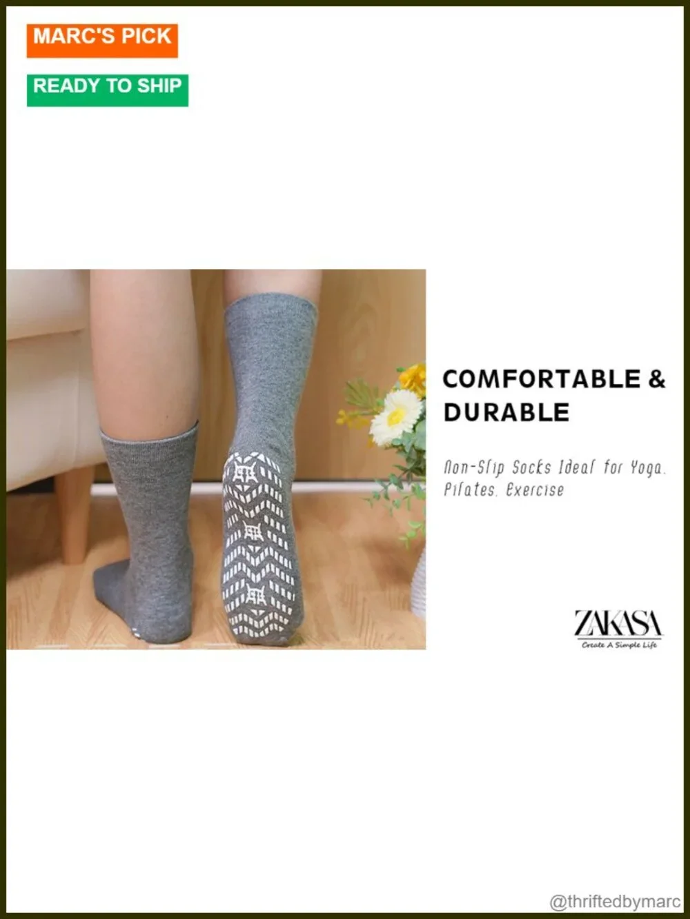 Non Slip Grip Socks - Anti Skid Crew Grippy Socks for Yoga Pilates Unisex